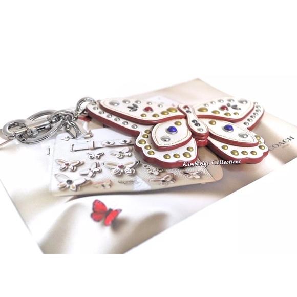 Coach Butterfly Studded Keychain Bag Charm - Picture 5 of 6